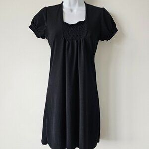 ANTONELLO Black Polyester Short Sleeve U Neck Dress Small Made In Italy